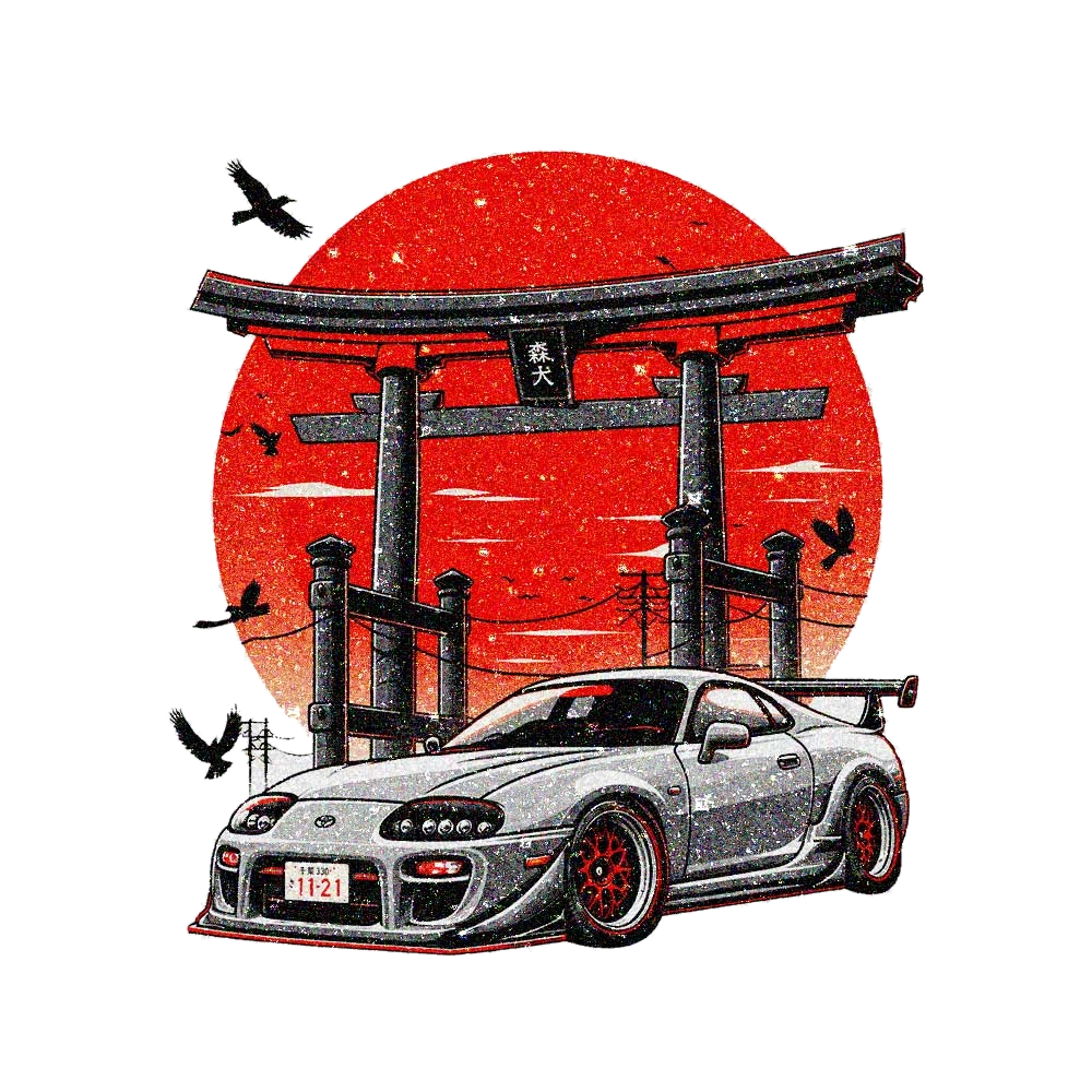 Sports Car Torii Gate Glitter Sticker